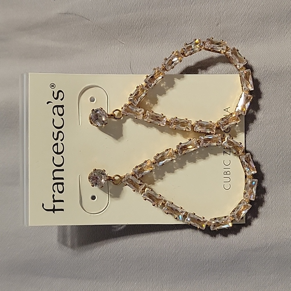 Francesca's cubic zirconia tear drop shaped chandelier earrings